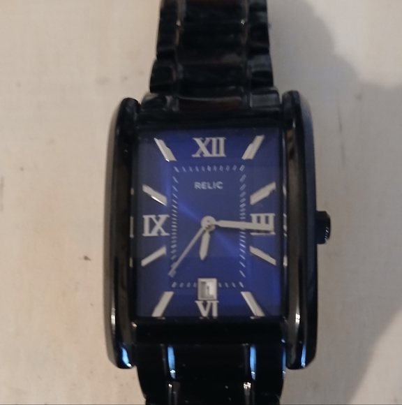 Relic Black Band Watch with Blue Dial - Picture 1 of 5